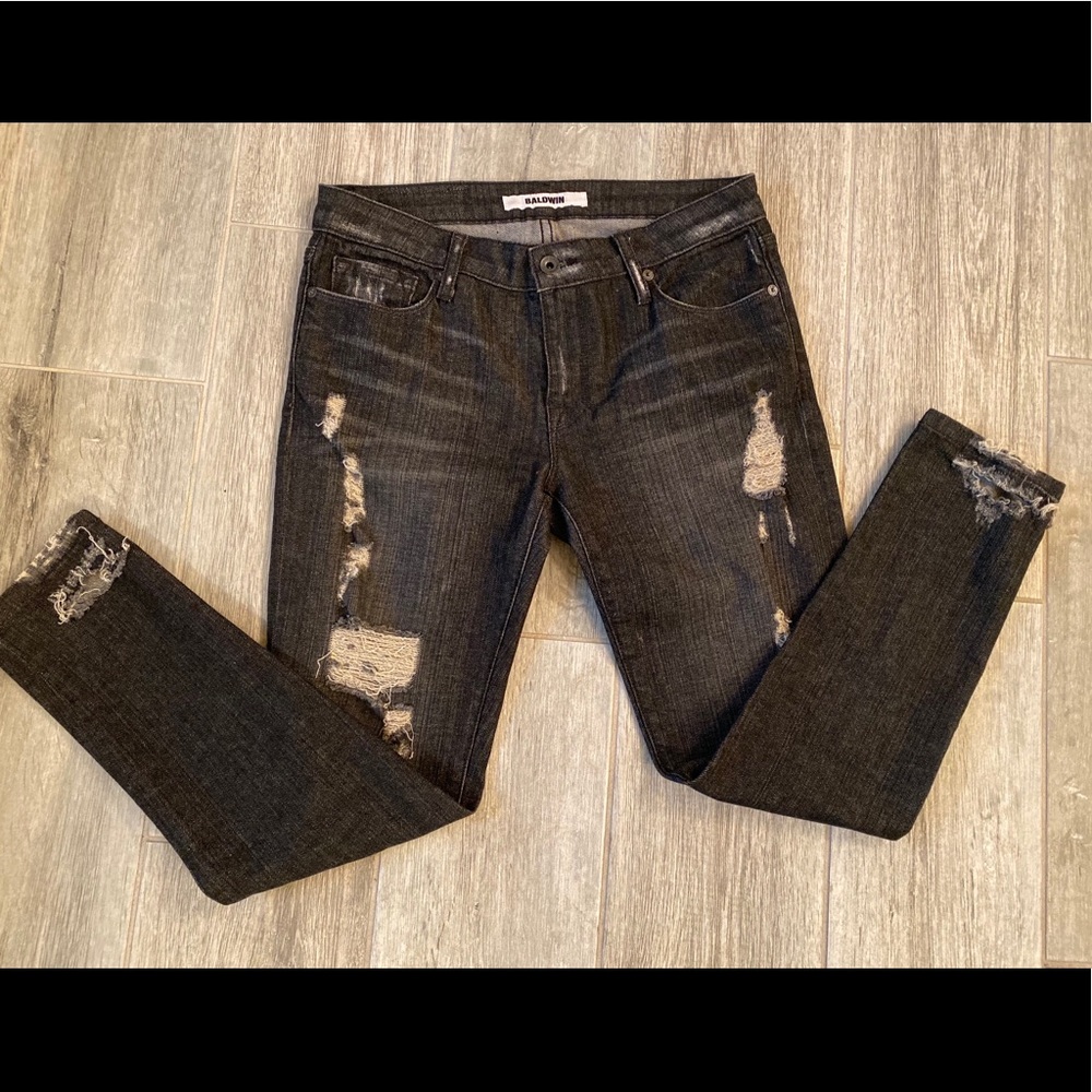 Baldwin Distressed like new black jeans